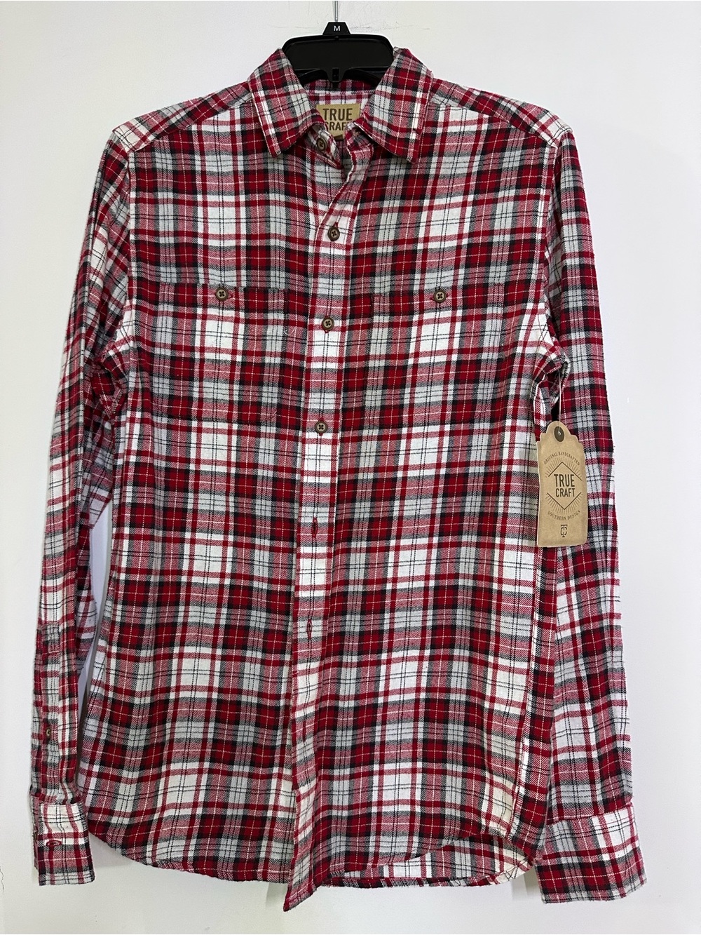 Nwt True Craft Red & White Plaid Long-Sleeve Button-Down Shirt